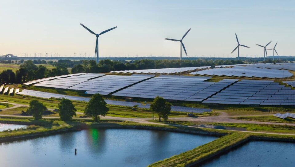 Environmentally,Friendly,Installation,Of,Photovoltaic,Power,Plant,And,Wind,Turbine